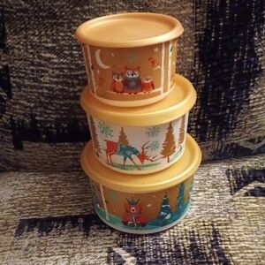 4/$80 Festive Tupperware Storage Containers - Set Of 3 (6 Pieces)